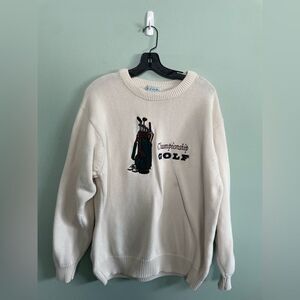 Izod Men’s Cream Championship Golf 100% Cotton Crew Neck Sweater SZ L